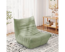 Zitzak – Bean Bag – Loungestoel – Loungesofa – Fauteuil – Ergonomisch Ontwerp – Zachte Suède Bekleding – Duurzame Houten Constructie – Groen