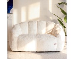 Zitzak Bloemvormige 2-zitsbank - Zachte Imitatiebont Loveseat voor Woonkamer en Slaapkamer