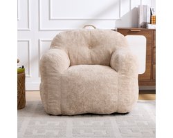 Zitzak Fauteuil - Lazy Sofa met Armleuningen - Versnipperd Schuim - Woonkamer & Slaapkamer - Beige