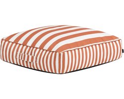 Zitzak Hocker - Voetenbank Poef - Ontspannen Buiten - Waterafstotende Stof - 72x72x22 cm - Oranje Streep