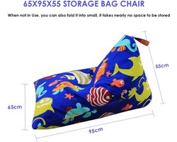Zitzak Knuffeldier Opslag - Kinderspeelgoed Organizer met handvat - Premium stoel voor kinderen en volwassenen - Comfortabele ligstoel