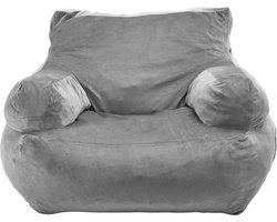 Zitzak, met Armleuning, met Zapper, Comfortabele Luie Stoel voor Woonkamer, Slaapkamer, Grijs