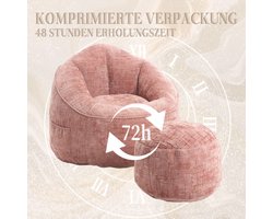 Zitzak met hoge druk schuim zitzak voor volwassenen met gewatteerde schuimvulling, gecomprimeerde zitzak met voetensteun (roze)