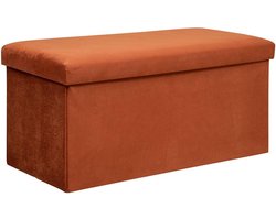 Zitzak met Opbergdoos - Voetenbankje Poef - Opbergen en Zitten - Multifunctioneel Meubel - 76 cm - Oranje
