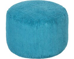Zitzak Poef - Voetenbankje Rond - Ontspannen Zitten - Ribfluweel Stof - 44 cm Doorsnede - Blauwgroen