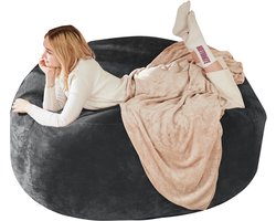 Zitzak van 90x90 cm - grote zitzakbank zonder poten - slaapbank voor woonkamer of slaapkamer - comfortabele chaise longue in donkergrijs