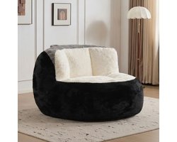 Zitzak Wit - Zachte Pluche Faux Fur Zitzak met Armleuning voor Woonkamer en Slaapkamer - Comfortabele Loungestoel