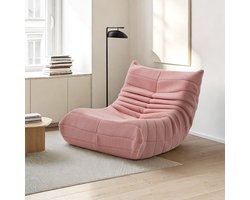 Zitzakbank,Zitzak, vloerbank, vloerstoel met rugleuning, comfortabele XXL leesstoel - 86x105x75cm, luie bank, zitzak voor slaapkamer, woonkamer, relaxfauteuil, roze