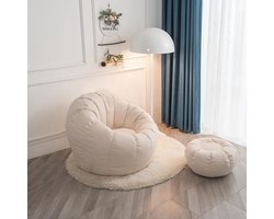 Zitzakhoes - Poefhoes Voetenbank - Opbergen Speelgoed - Machinewasbaar - Maat L - Beige
