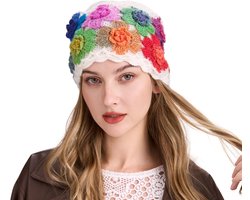 ZLYC Gebreide muts voor dames, winter, vintage, wol, beanie, bowler hoed