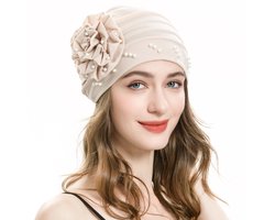 ZLYC Vrouwen Tulband Beanie Hoed met Bloem Chemo Hoofddeksels Elastische Hoofd Wrap Cap