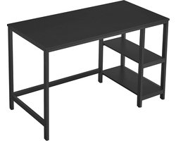 Zmabi bureau - bureau Kantoortafel met 2 planken aan de rechter- of linkerkant - Stalen frame Industrieel - Zwart - 120 x 60 x 75 cm