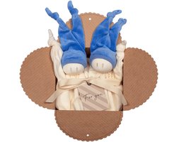Zmooz knuffels – Kraamcadeau - Zachte Baby of Peuter knuffel – Saffier blauw - Knuffeldoekje – Set met 2 dezelfde knuffeldoekjes - 07.12.1