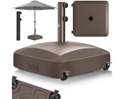 ZMR® Parasolvoet Vulbaar - Parasolvoet - Parasolvoet op Wielen - Bruin - 54cm x 54cm x 18cm