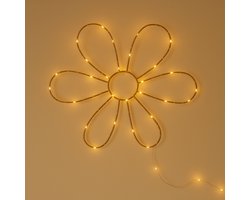 ZoeZo Bloemenlampje LED - Bloem - Batterij - Metaal - 100 LED - Wandlamp - Kinderkamerverlichting - Wanddecoratie - Sfeerlamp - Sfeerverlichting - Nachtlampje - Bloemen lamp - Goud