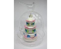 ZoeZo Design - 2 stuks - glas - kerststolp - stolp - met decoratie - boompje - roze - blauw - diverse - assorti - H13 x 10 cm Ø