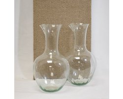 ZoeZo Design - 2 stuks - Vaas - karaf - kan - glas - helder glas - waterkan - H27 x Ø 15 cm