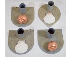 ZoeZo Design - 4 stuks - kandelaar - kaarshouder - assorti - Boho - Ibiza - nautische decoratie - grijs metaal - per stuk 9 x 9 cm