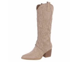 ZoeZo Design - cowboylaarzen - nieuwe collectie - kaplaarzen - lange laarzen - western laarzen - suedine - met rits - maat 36 - hakhoogte 6 cm - khaki