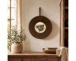 ZoeZo Design - Decoratieve pan - robuust - stoer - wanddecoratie - wandbord - met Hooglander - koe - buffel - Handmade - industrieel - Ø 33 cm