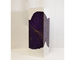 ZoeZo Design - grote houten vaas - met echte Lotus bloem - design vaas - 100% natuurproduct - H 45 cm - vierkant 15 cm