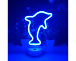 ZoeZo Design - Neon LED lamp Dolfijn - Blauw - Decoratie - Sfeerverlichting - Wandlamp - Neon Verlichting - Op Voet - Dolphin