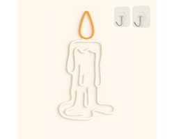 ZoeZo Design - Neon LED Lamp Kaars - Wit - Geel - USB - Wandlamp - Candle - Wand Decoratie - Sfeerlamp - Sfeerverlichting