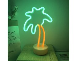 ZoeZo Design - Neon LED lamp Palmboom op voet - Palm - Geel - Groen - Decoratie - USB - Sfeerverlichting - Tropisch - Neon Verlichting