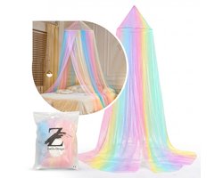 ZoeZo Design® - Regenboog Muggennet - Klamboe voor Eenpersoons of Tweepersoons Bed - Muskietennet met Ophangset - Bedhemel - Kinderkamer