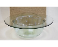 ZoeZo Design - schaal - bloempot - glas - rond - H 10 cm x Ø 30 - opening Ø 19 cm - fruitschaal - bloemenschaal