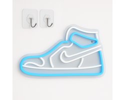 ZoeZo Design - Sneaker LED Wandlamp – Neon Lamp Blauw Wit – USB – Sfeerlamp – Wanddecoratie – Gamekamer – Tienerkamer