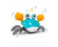 ZoeZo Lopende Krab Bewegend Speelgoed - Sensorisch - Montessori - Motoriek - Leren kruipen - Met Muziek en Licht - Tummy Time Kinderspeelgoed - Voor Baby en Peuter - Blauw