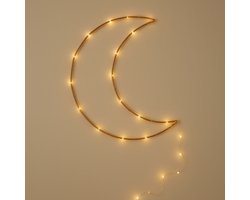 ZoeZo Maanlampje LED USB - Kinderkamerverlichting - Nachtlampje - Gouden Wandlamp met 100 LED - Metaal