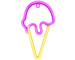 ZoeZo Neon Lamp IJsje - Sfeerverlichting - Wandlamp - Geschikt voor Kinderkamer - Blijft Koel - Ophangen of Neerzetten - USB of Batterijvoeding