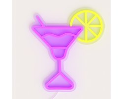 ZoeZo Neon LED Lamp Cocktail - Wandlamp - Neon verlichting - Sfeerlamp - Sfeerverlichting - USB - RRoze/ Geel
