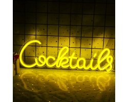 ZoeZo Neon LED lamp Cocktails - Wandlamp - Neon verlichting - Sfeerlamp - Sfeerverlichting - USB - RGeel