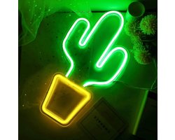 ZoeZo Neon Wandlamp Cactus - LED - Neon verlichting - Sfeerverlichting - LED lamp - Neonlicht - Geel/Groen