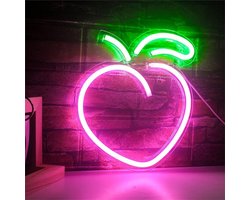 ZoeZo - Neon Wandlamp Perzik - LED - Inclusief 2 ophanghaakjes - Peach - Neon Verlichting - Sfeerverlichting - Led lamp - Fruit