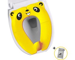ZoeZo - Panda Toiletbril - Geel - Opvouwbaar - Incl. opbergtasje - Kinderen - Hygiënisch - WC- bril verkleiner - Zindelijkheidstraining - Toilettrainer - Toilet zitje