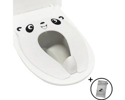 ZoeZo - Panda Toiletbril - Wit - Opvouwbaar - Incl. opbergtasje - Kinderen - Hygiënisch - WC- bril verkleiner - Zindelijkheidstraining - Toilettrainer - Toilet zitje