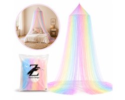 ZoeZo Regenboog Klamboe - Muggennet voor Eenpersoons en 2 Persoons Bed - Bedhemel voor Kinderkamer - Bedonderdeel