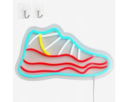 ZoeZo Sneaker LED Wandlamp - Neon Lamp - USB - Sfeerlamp - Wanddecoratie - Gamekamer - Tienerkamer - Rood/ Wit/ Blauw