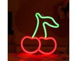 ZoeZo Wandlamp Kersen - LED - Cherry - Neon verlichting - Sfeerverlichting - LED lamp - Neonlicht - Rood/Groen