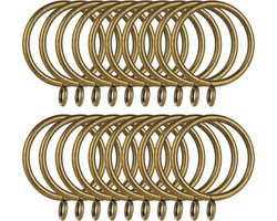 ZOFUN Gordijnringen van messing, verpakking van 50 stuks, 38 mm antiek messing gordijnring met oogje voor haken, fijne metalen gordijnringen, roestvrije gordijnroederingen voor raamroeden, douchegordijnen