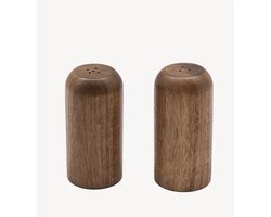 Zoha Acaciahouten Zout- en Peperstrooiers – Set van 2 – 9 cm – Houten Kruidenstrooiers