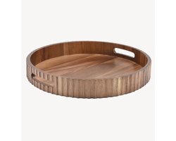 Zoha Stripe Acacia Dienblad Ø35,5 cm – Moderne Elegantie & Natuurlijke Textuur