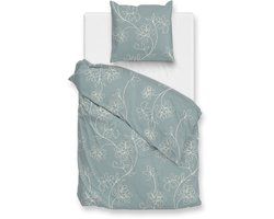 Zohome Alva Dekbedovertrek - Blauw - Eenpersoons - Dekbedhoes van 100% Katoen-Flanel - Bloemen - 140x220 + 1 sloop 60/70 cm - AW25