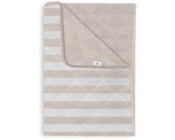 Zohome Bed Sprei Banda di Lino - Bedsprei 2 persoons - Strepen patroon - 270x260 cm - Beige