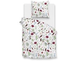 Zohome Celeste Dekbedovertrek - Wit - Eenpersoons - Dekbedhoes van 100% Katoen-Flanel - Bladeren - 140x220 + 1 sloop 60/70 cm - AW25