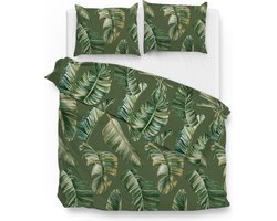 Zohome Dekbedovertrek Alanzo - Bedlinnen met Bladeren print - 240x220 - Groen - Dekbedhoes van 100% Katoen-Satijn